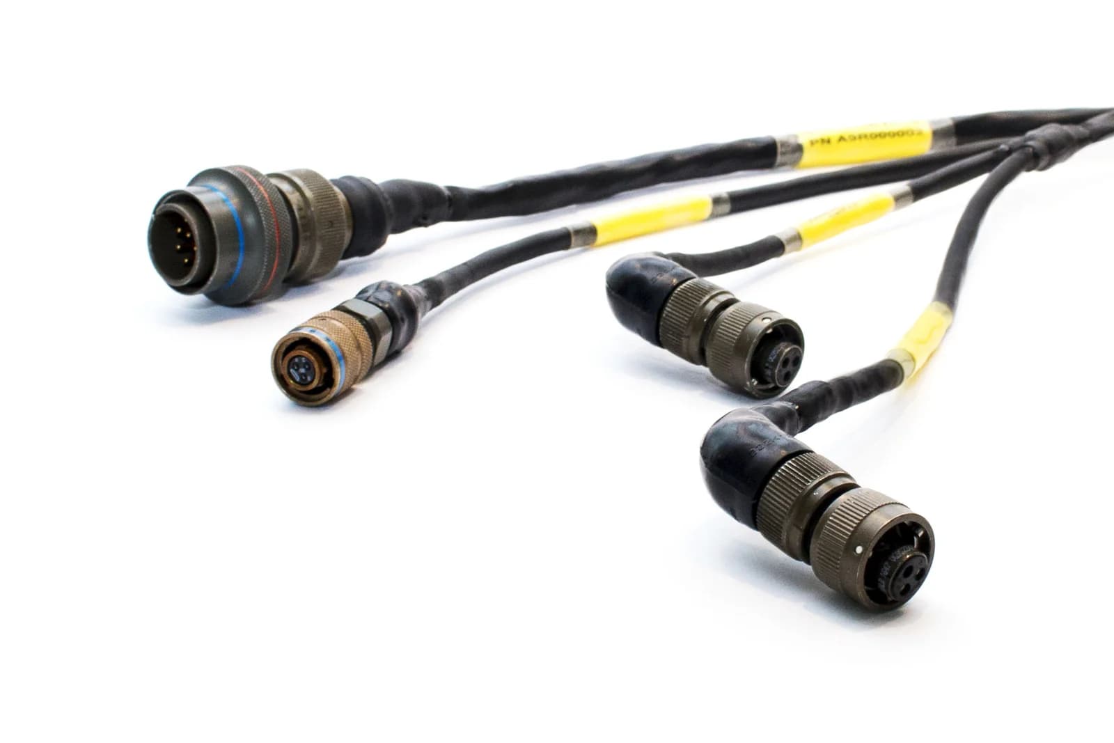 Radbon electronic control unit harness with branching leads and circular connectors